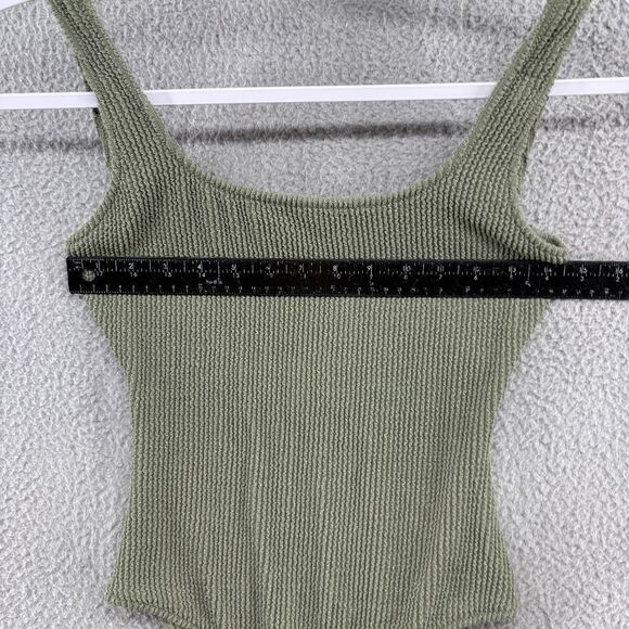 NWT Aerie Olive Green One-piece Swimsuit Full Coverage Ribbed Size Small shimmer - Picture 5 of 14